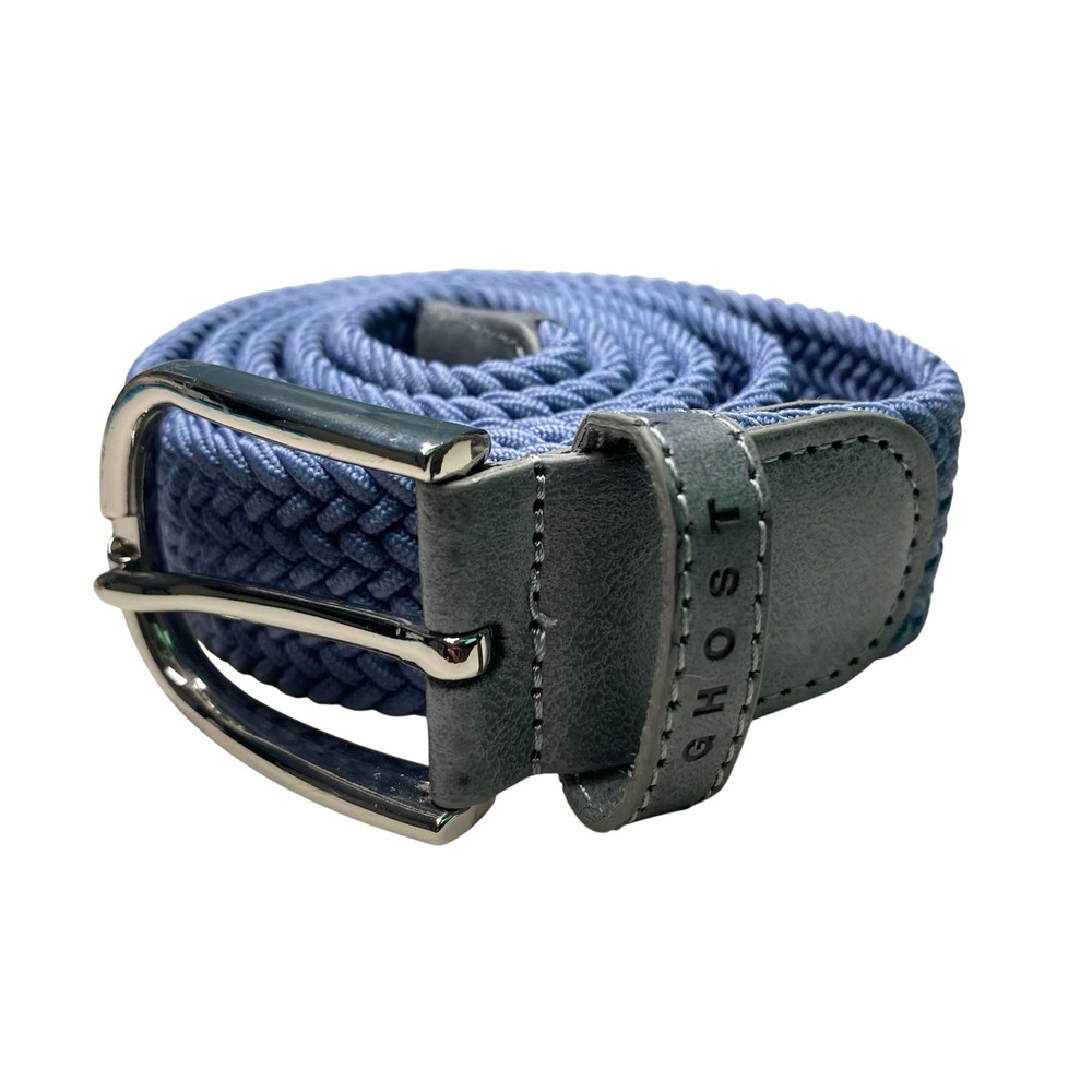 Ghost Golf Belt Size 50" 1 1/4" Braided Elastic Blue Gray